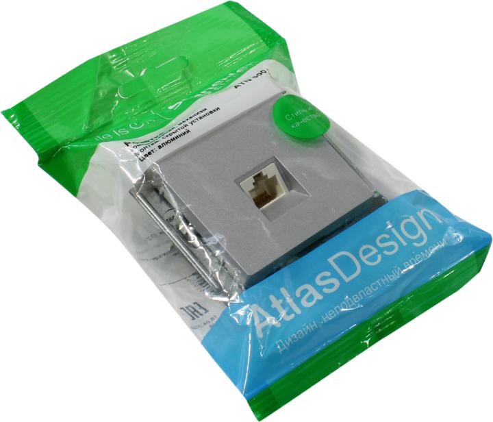 Розетка RJ-45, кат.5, алюминиевый, Schneider Electric AtlasDesign (ATN000383)