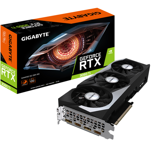 Видеокарта Gigabyte RTX3060Ti GAMING OC D6X 8G GDDR6X 256bit 2xHDMI 2xDP RTL bp (GV-N306TXGAMING OC-8GD плохая упаковка)