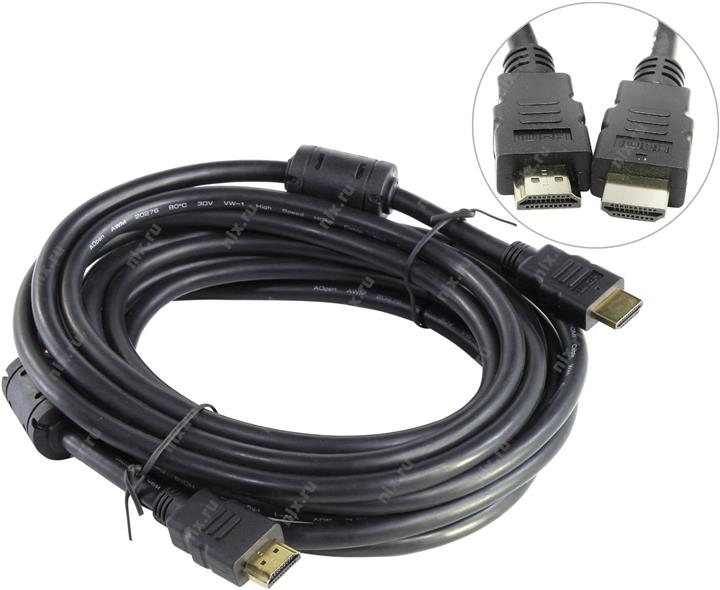 AOpen (ACG511D-5м) Кабель HDMI to HDMI (19M -19M)  5м  2 фильтра  ver1.4