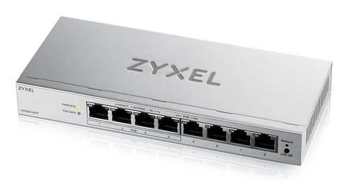 Коммутатор Web Smart L2 коммутатор Zyxel GS1200-8HPv3, 8xGE (4xPoE+), бюджет PoE 68 Вт, настольный, бесшумный