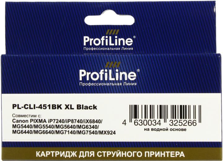 Картридж ProfiLine PL-CLI-451BK XL Black для Canon  Pixma  MG5440/540/MG6340/MG6640/MG7140/MG7540