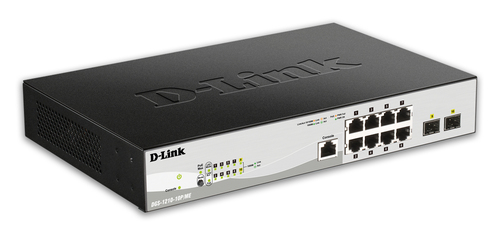 D-Link DGS-1210-10P/FL1A Управляемый L2 коммутатор с 8 портами 10/100/1000Base-T и 2 портами 1000Base-X SFP (8 портов PoE 802.3af/at, PoE бюджет 65 Вт)