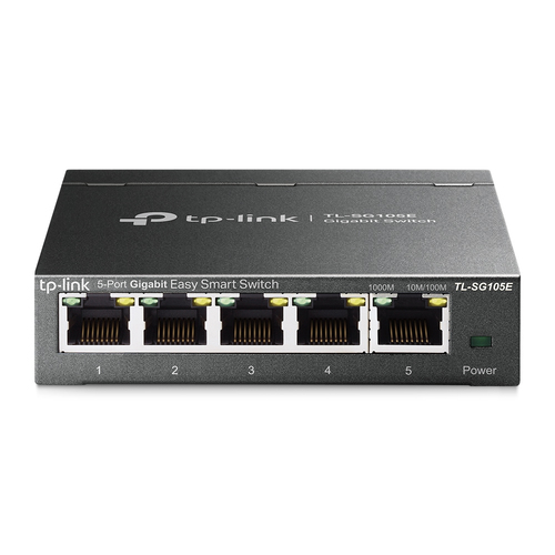 TP-Link TL-SG105E – Коммутатор Easy Smart с 5 гигабитными портами. 5 портов 10/100/1000 Мбит/с (RJ45). Прочный металлический корпус. Удобное управление через веб-интерфейс и загружаемую утилиту. Технология энергосбережения