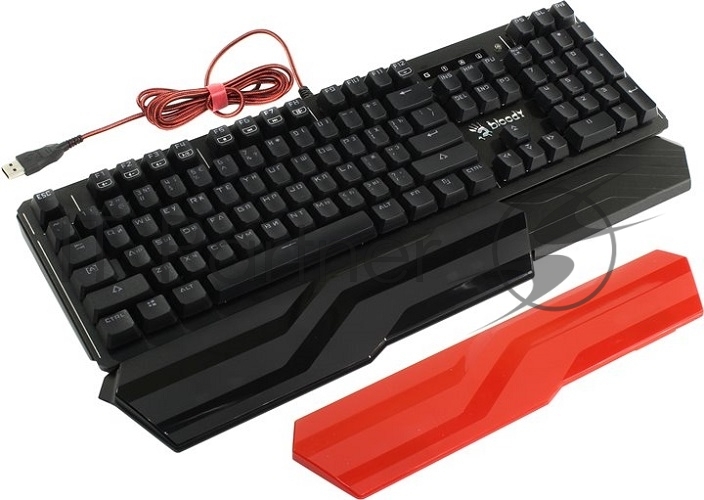 Клавиатура проводная A4 B975 механическая черный USB Gamer LED (подставка для запястий)