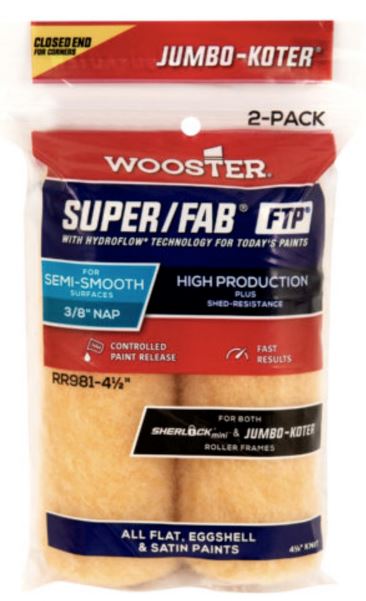 Wooster RR981-4 1/2 Валик малярныйSuper/Fab Jumbo-koter Roller 3, ворс 0,95 см.,длина 11,43 см (2шт)