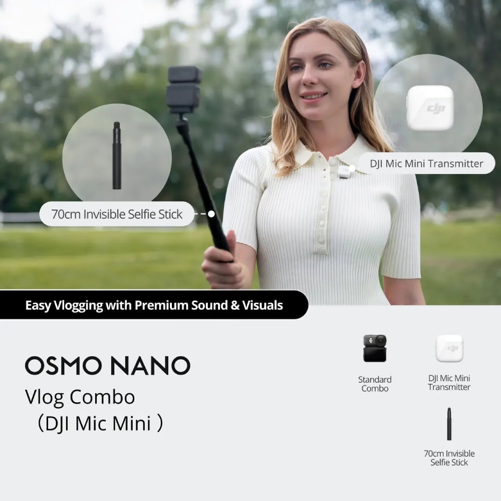 Экшн-камера DJI Osmo Nano Vlog Combo (DJI Mic Mini Transmitter Arctic White) (64 ГБ)