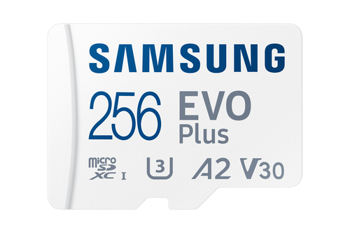 Карта памяти Samsung - EVO Plus, microSDXC, write speed 90Mb/s, read speed 160Mb/s, UHS-I Class 3, V30, A2, Class 10, 256GB, MB-MC256SA/EU