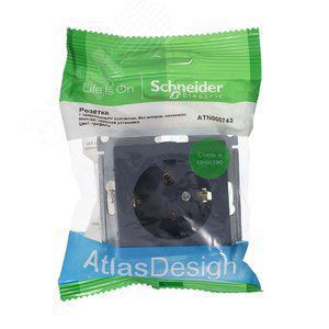 Розетка Schneider Electric ATN000743, AtlasDesign, с заземлением, 16А, грифель
