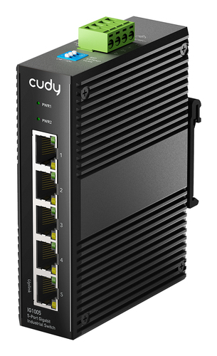 Промышленный коммутатор/ 5-Port Aluminum Industrial Switch, 1000Mbps 5-Port RJ45, Din-rail design, Power supply: DC 9.6~57V work temperature:-40 °C-75°C, Power Adapter Not Included