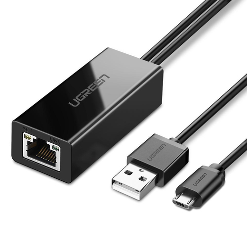 30985_ Адаптер UGREEN (30985) Micro USB 2.0 To 100Mbps Ethernet Adapter For Chromecast And Micro TV  Sticks. Цвет: черны