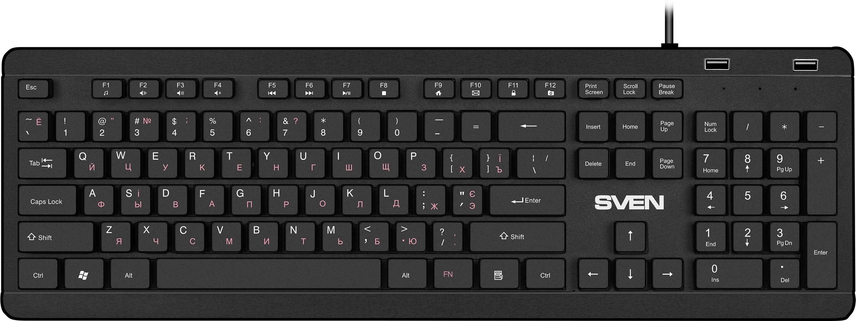 SVEN KB-E5700H чёрная (USB, + USB port, 104 кл)