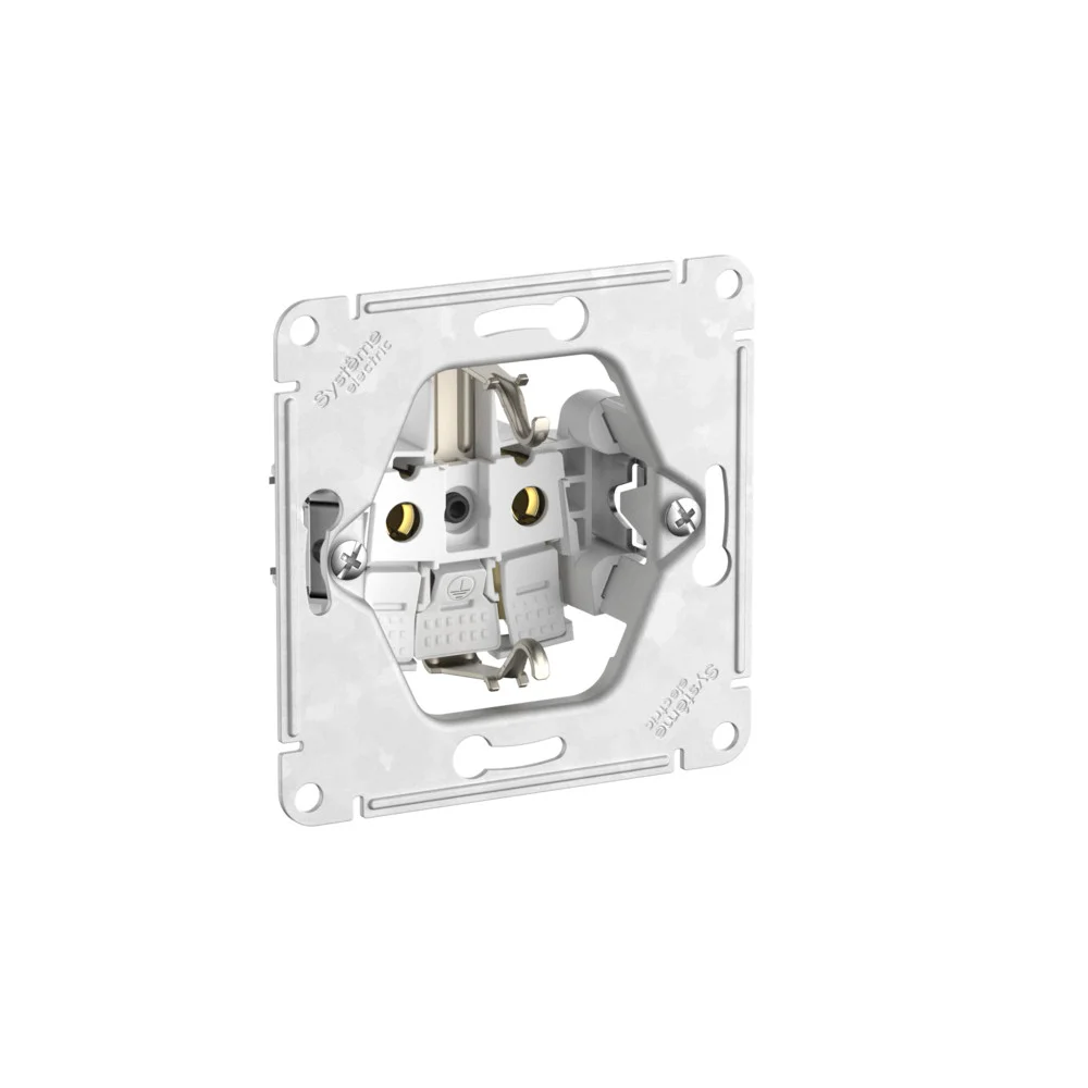 Systeme Electric Glossa Бежевый Розетка с заземлением со шторками, 16А, мех., быстрозажим. клем.