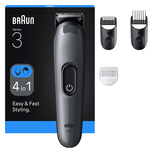 Триммер Braun AIO3500 серый  (насадок в компл:3шт)