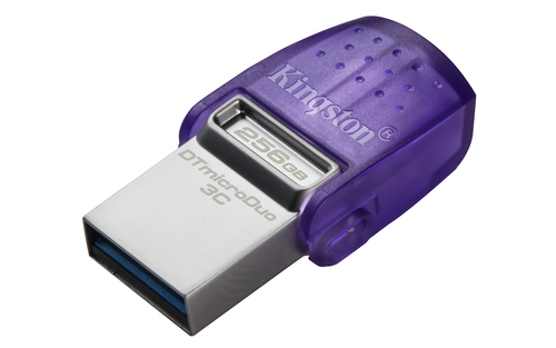 USB накопитель Kingston - MicroDuo 3C, USB Type C / USB Type A (USB 3.2 Gen 1), 256 ГБ, read speed-200MB/s, OTG USB Type C, цвет фиолетовый, DTDUO3CG3/256GB