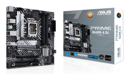 Материнская плата ASUS PRIME B660M-A D4-CSM, LGA1700, B660, 4*DDR4, DP+ 2* HDMI, SATA3 + RAID, Audio, Gb LAN, USB 3.2*6, USB 2.0*6, COM*1 header, LPT*1 header (w/o cable), mATX; 90MB19K0-M1EAYC