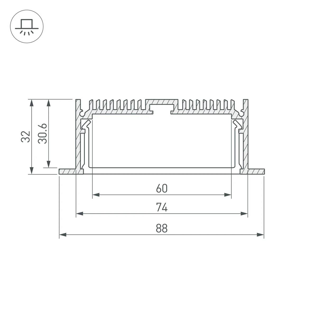 Arlight Профиль с экраном SL-LINIA88-F-2500 WHITE+OPAL (Алюминий)