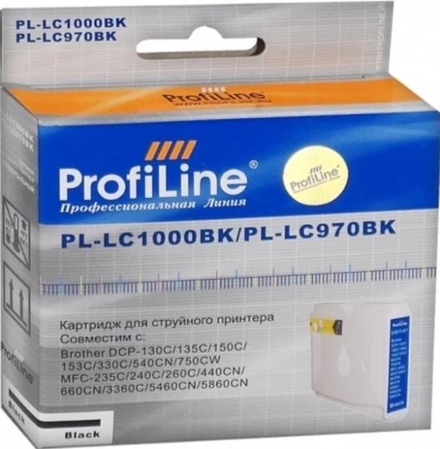 Картридж ProfiLine PL-LC1000BK/LC970BK_BK  для  MFC-J200/DCP-130C/DCP-330C/DCP-350C/MFC-240C/MFC-885CW  водн. черн.