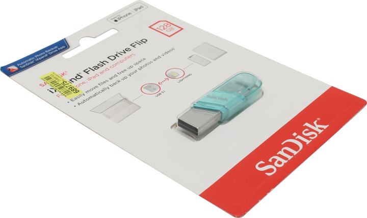 SanDisk iXpand Flip for iPhone and iPad <SDIX90N-128G-GN6NJ> USB 3.1/Lightning Flash  Drive 128Gb (RTL)