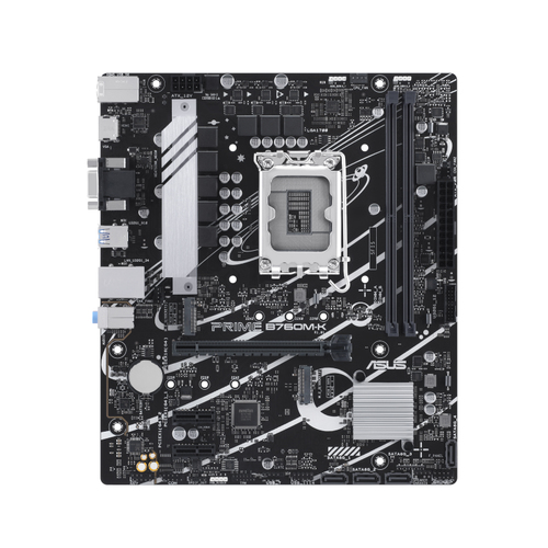 Материнская плата Asus - PRIME B760M-K, mATX, Intel B760, 1xLGA 1700, 2xDDR5 до 96ГБ, 1x2.5GbE, audio, M.2, VGA, HDMI, 1xPS/2, 4xSATA, 2xUSB2.0, 4xUSB3.2, PRIME B760M-K