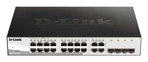 Коммутатор D-Link Управляемый L2 коммутатор, 16x1000Base-T, 4x1000Base-X SFP, защита от статического электричества до 6 кВ, CLI, консольный порт RJ-45