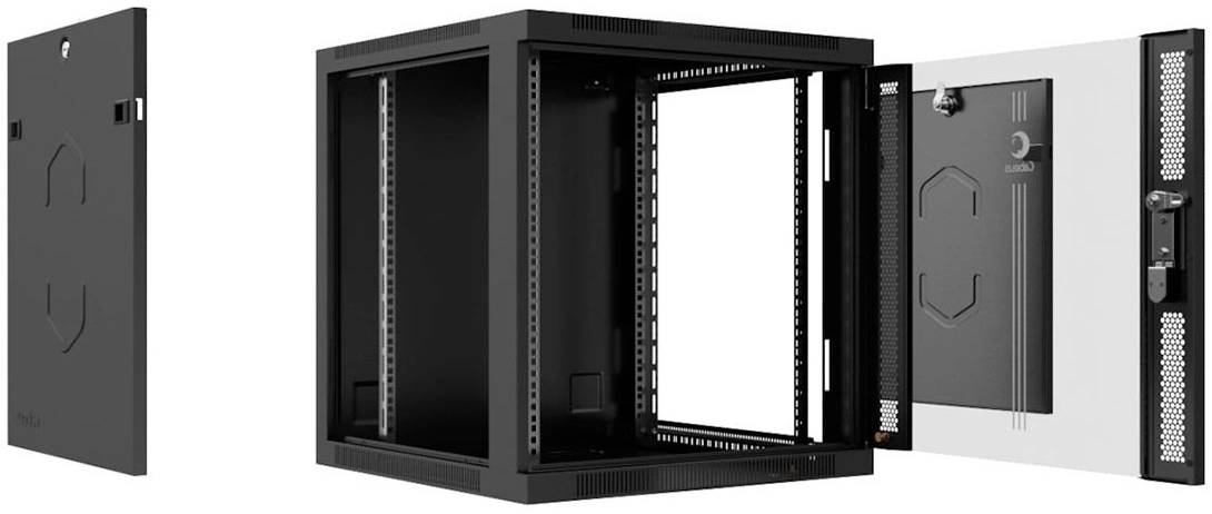 Шкаф телекоммуникационный Cabeus SH-05F-12U60/45-R-BK, настенный, 12U, 600×450мм, стекло, чёрный