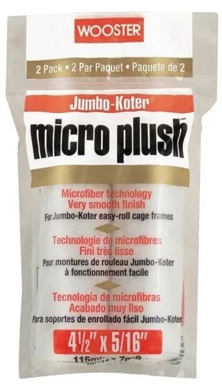 WoosterRR314-4 1/2 Валик малярный J-KOTER MICRO PLUSH 5/16, ворс 0,95 см.,длина 11,43 см (2шт в уп)