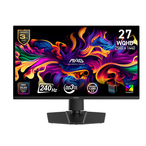 Монитор MSI 26.5" Mag 271QP QD-OLED X24 черный QD OLED LED 16:9 HDMI матовая HAS Piv 240cd 178гр/178гр 2650x1440 240Hz DP Quad HD 2K (1440p) 8кг