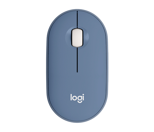 910-006655 Мышь беспроводная Logitech PEBBLE M350 Blue голубая, оптическая, 1000dpi, 2.4GHz, USB-ресивер, бесшумная, под обе руки
