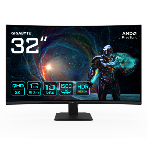 Монитор Gigabyte 31.5" GS32QCA черный VA LED 16:9 HDMI матовая 3500:1 250cd 178гр/178гр 2560x1440 180Hz DP QHD 5.86кг