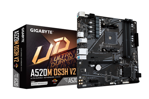 Материнская плата/ MB GIGABYTE AMD A520 sAM4, 4xDDR4(128GB), HDMI 2.1/DP, 1xPCIe 3.0x16, 1xPCIe 3.0, 1xLAN, 4xSATA 6Gb/s, 1xM.2, 4xUSB 3.2, 4xUSB 2.0, 1xPS/2, mATX