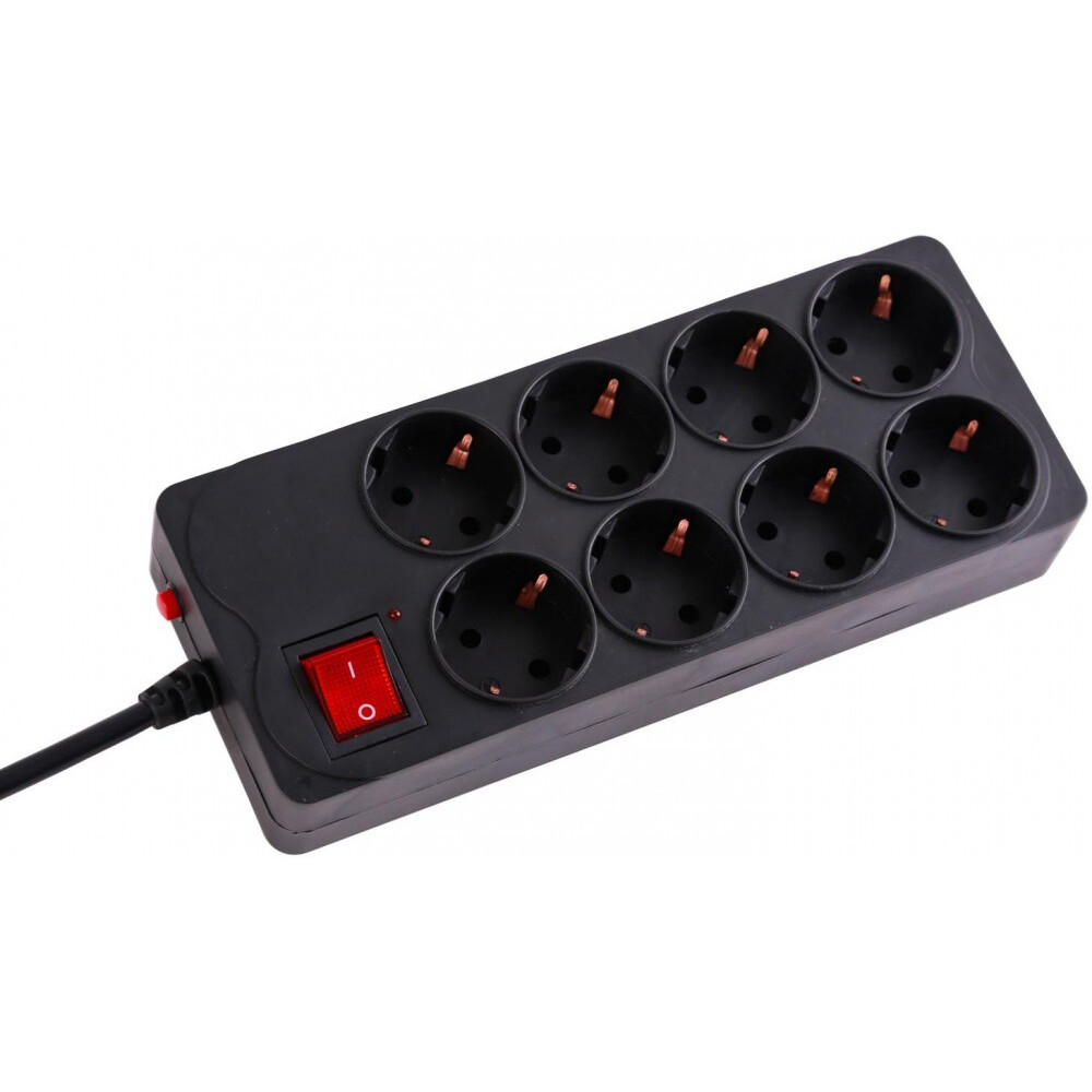 1,8м Buro 800SH-1.8-B (8 розеток) черный (коробка)