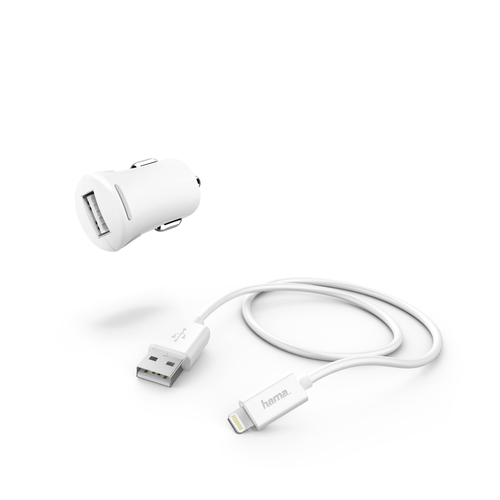Автомобильное зарядное устройство HAMA H-183266 2.4А для Apple (Lightning) белое 00183266