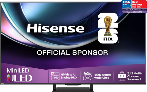 Hisense 65" 65U7Q PRO, Ultra HD, Mini LED, Local Dimming Zones 560, 165 Hz(VRR), Smart TV (ОС VIDAA U9), Wi-Fi, DVB-T2/T/C/S2/S, HDR 10+, Dolby Vision, Dolby Atmos, Bluetooth