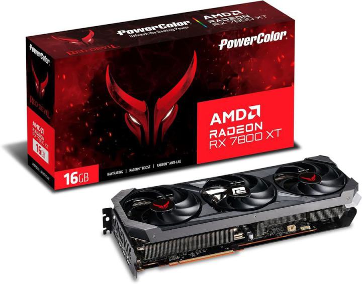 RX7800XT 16G-E/OC Видеокарта PowerColor RX 7800XT Red Devil 16GB GDDR6 256bit  3xDP HDMI 3FAN