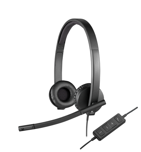 Logitech Гарнитура H570e Stereo, для компьютера, накладные, регулятор громкости, выкл. микрофона, USB, 1.9 м, чёрный.