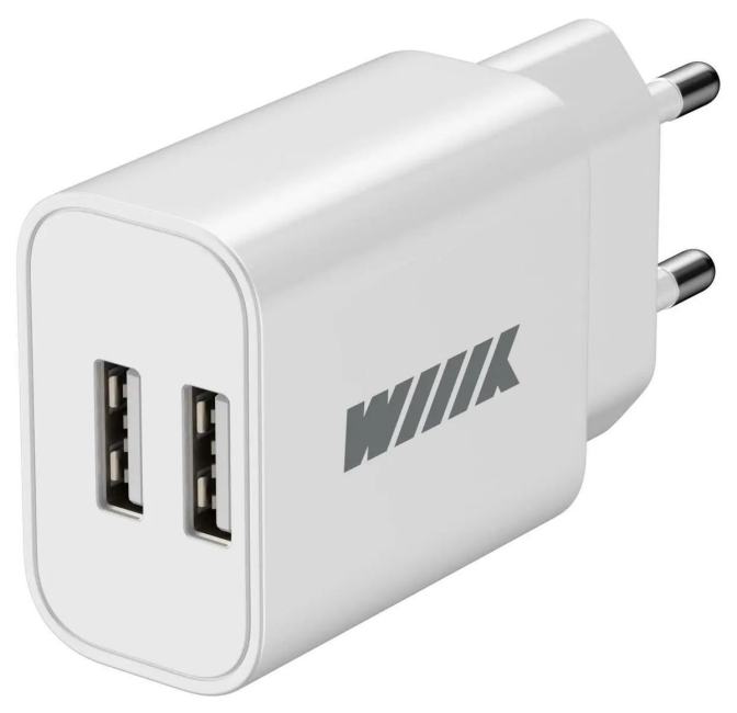 Сетевое зар./устр. Wiiix UNN-1-2-01  2.4A  2xUSB  универсальное белый