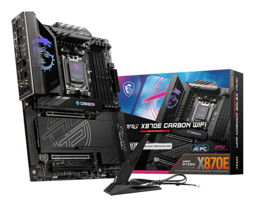 Материнская плата MSI MPG X870E CARBON WIFI X870E, AM5, 4*DDR5, 3*PCIEx16, 4*M.2, 2*TypeC, 9*USB3.2Gen2, 4*USB3.2Gen1, 4*USB2.0, 4*SATA3.0, 5G, 2.5G, 2*Type-C(DP), HDMI, ATX, RTL