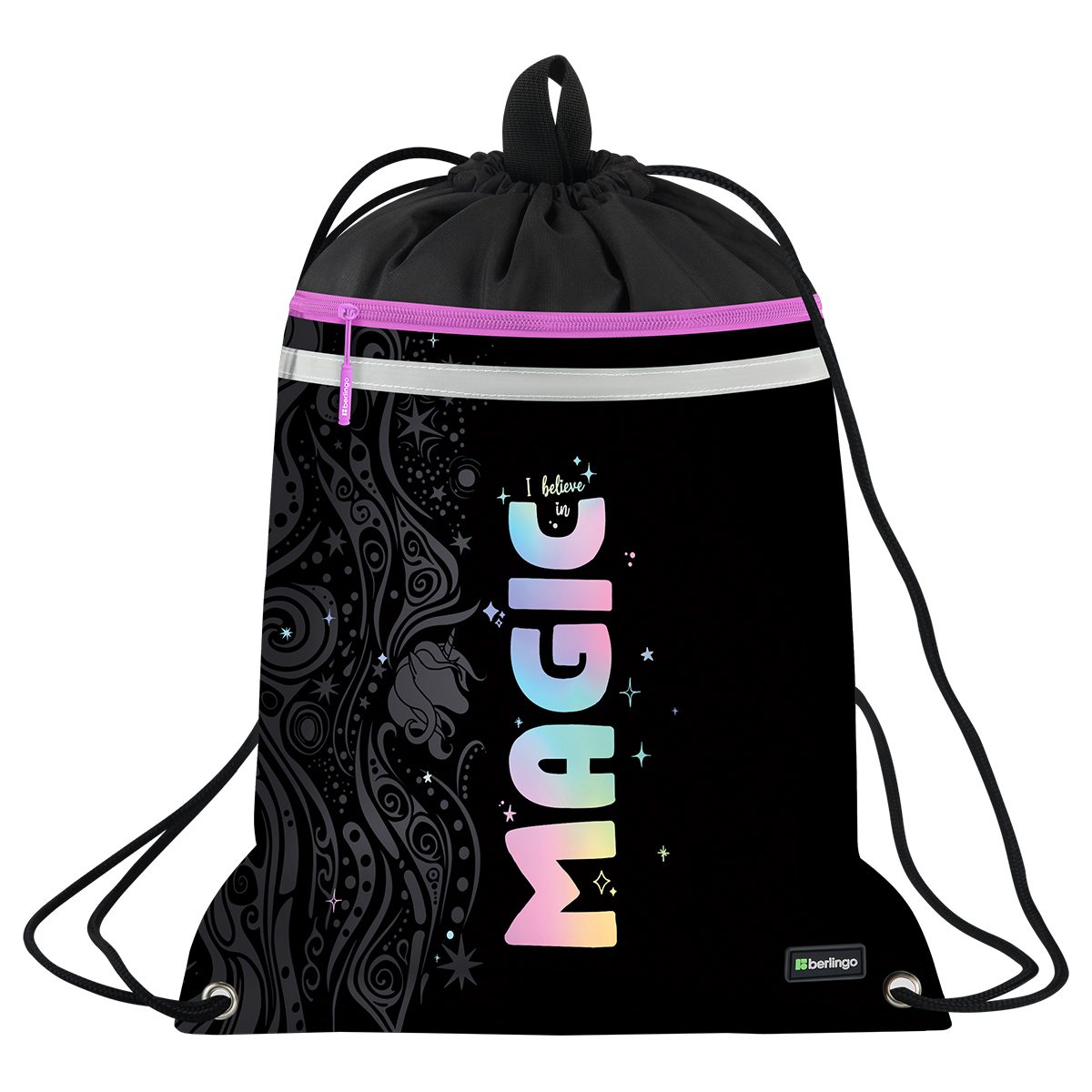 Мешок для обуви 1 отделение Berlingo "Purple Magic", 360x460мм, вентиляционная сеточка, СОП (SB-EXPL-1103)