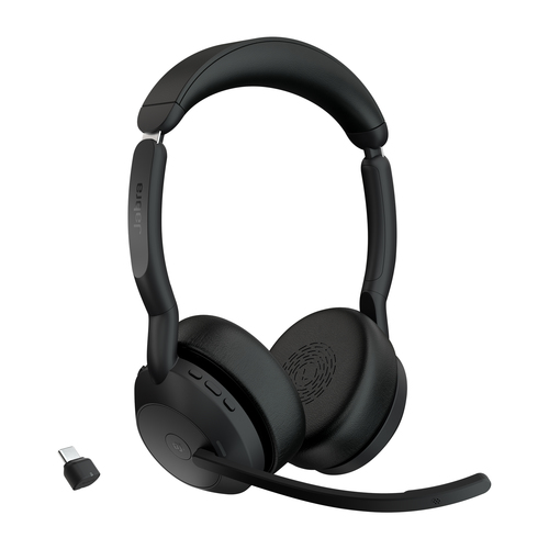 25599-999-899 - Гарнитура, Jabra, 25599-999-899, Jabra Evolve2 55, Link380с MS Stereo, Беспроводная, Bluetooth 5.2, защита органов слуха : Jabra SafeTone™ 2.0, PeakStop 105, -5°C to + 45°C, Спящий режим