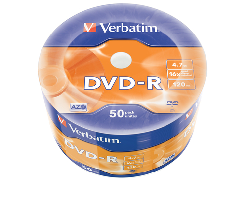 Verbatim  Диски DVD-R Verbatim 16-x 4.7Gb (50 шт)/Shrink/50 Azo (43788)