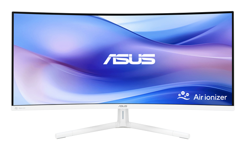 Монитор 34" ASUS VU34WCIP-W VA 3440x1440, 100 Гц, 1 мс, 21:9, 300 кд/м², HDMI 2.0, DP 1.4, USB-C (65 Вт), 3.5 Jack, USB Hub (4x USB 3.0), HDR10, изогнутый экран (1500R), динамики (2x2 Вт), белый