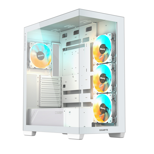 Корпус для ПК Gigabyte C500PI ST White, MidTower, ATX, Panoramic, USB-C x1, USB 3.0 x2, Audio I/O, Black, VGA 410mm, TG (GB-C500PI ST)
