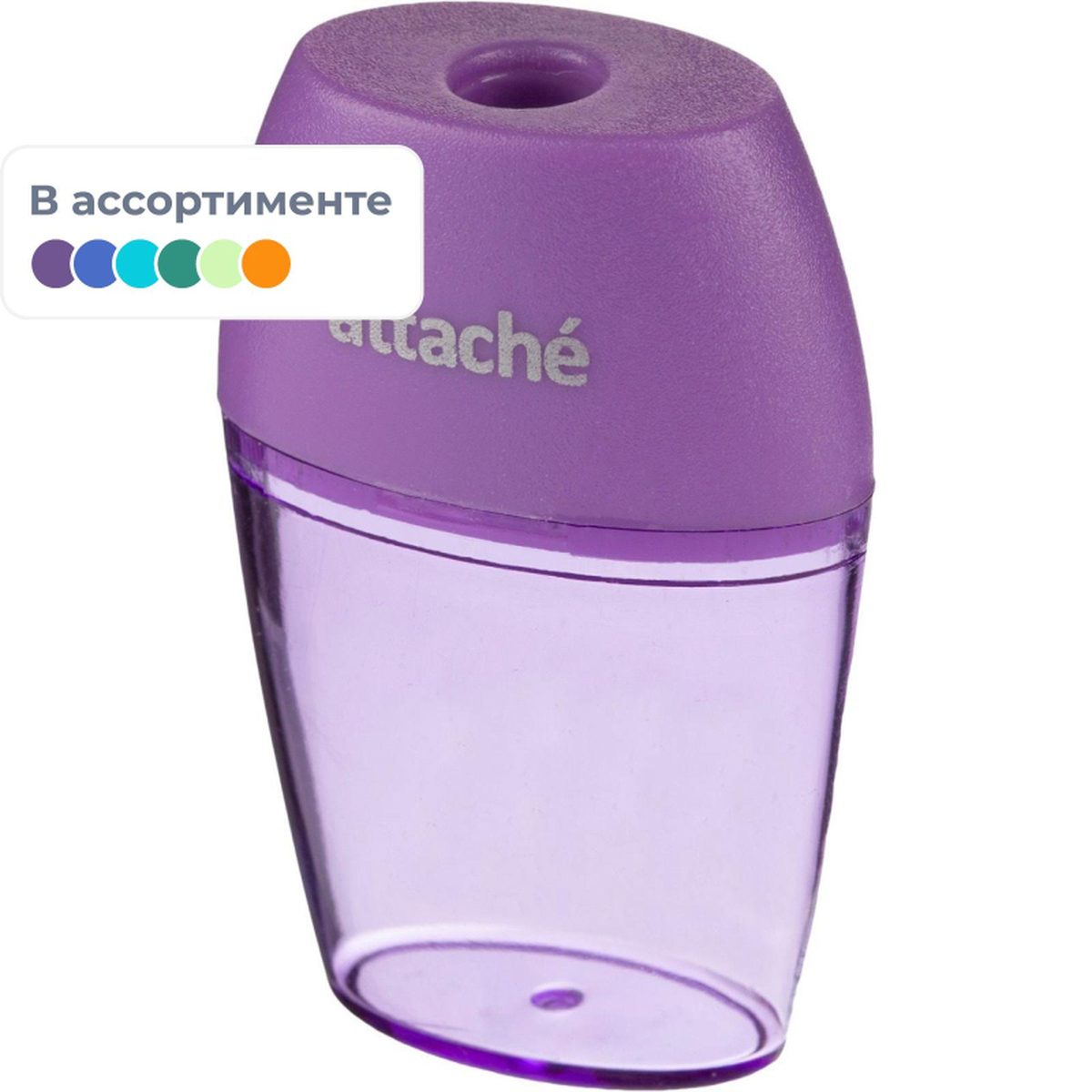Точилка ручная пластиковая Attache Bright Colours (1 отверстие, с контейнером) разные цвета, 17280шт.