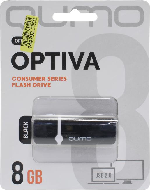 Qumo Optiva <QM8GUD-OP2-Black> USB2.0 Flash  Drive 8Gb (RTL)