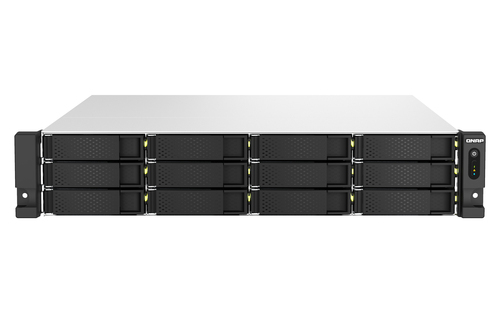 Сетевое хранилище без дисков/ ENTERPRISE QNAP TS-h1887XU-RP-E2336-32G QuTS hero NAS, Xeon E-2336 6C 12T 2.9-4.8GHz, 32 GB ECC DDR4 (2 x 16 GB) up to 128GB (4 x 32 GB), 18-bay (12 x 3.5-inch SATA + 6 x 2.5-inch SATA), 2x10 GbE, 2x2.5 GbE, 3xPCIe Slot (2 x Gen4 x4 +1 x Gen 4 x8), 4xUSB 3.2 Gen 2 (10Gbps), 2U rackmount, 2 PSU. W/o RAIL-B02