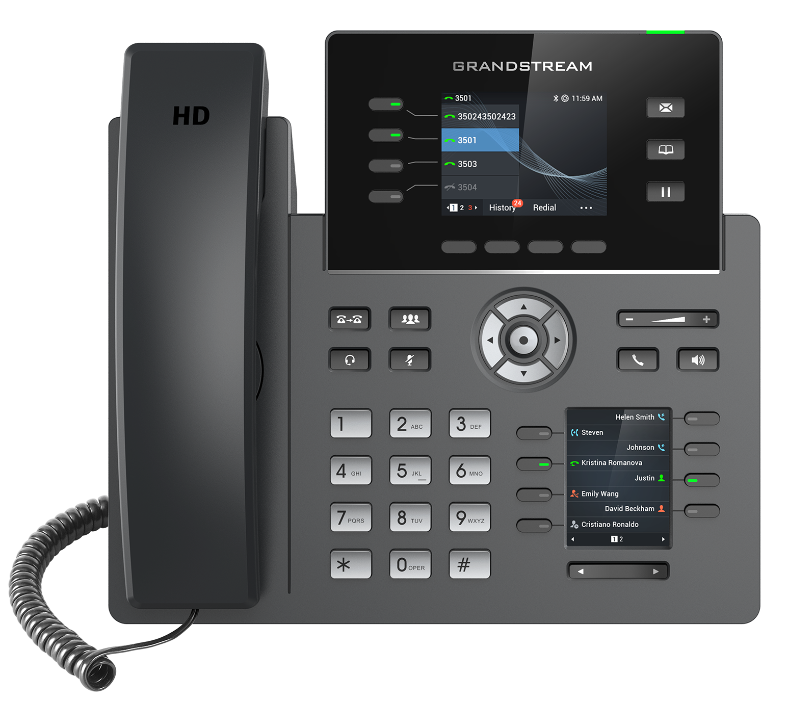 SIP-телефон Grandstream Networks GRP2614, 12 SIP-аккаунтов, 4 линии, PoE, 1GbE, Wi-Fi, Bluetooth