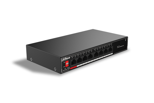 Коммутатор гигабитный 8-портовый неуправляемый c PoE Dahua DH-SG1008P, 8xRJ45 1Gb PoE, суммарно 96Вт, коммутация 20 Гбит/с, MAC-таблица 8K, металл