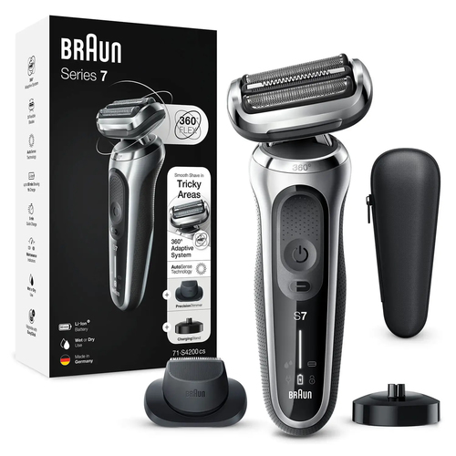 Бритва сетчатая Braun Series 7  71-S4200cs  реж.эл.:3  питан.:аккум. черный/серебристый