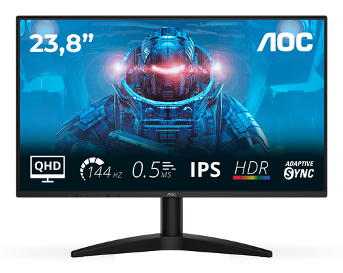 LCD AOC 23.8" Q24B36X {IPS 2560x1440 144Hz 0.5ms 178/178 300cd 1300:1 8bit HDR10 HDMI2.0 DisplayPort1.4 VESA}