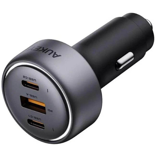 AUKEY <ACC-CC-P1 Gray> Автомобильное зарядное уст-во USB (Вх.12-24V, Вых.5/9/12V, 66W,  USB,  2xUSB-C)